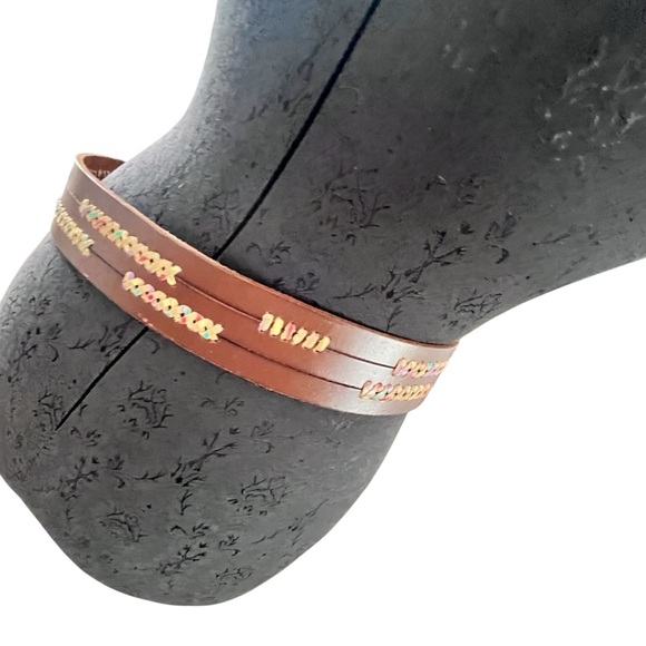 Lucky Brand Vintage Brown Woven Leather Belt Large Made in India - Picture 2 of 15